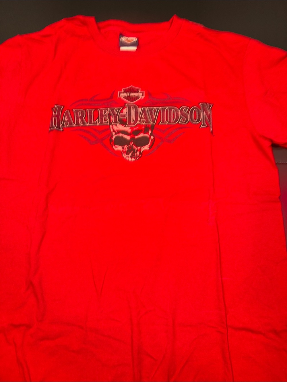 Harley-Davidson Red Short Sleeve Skull Logo Tee